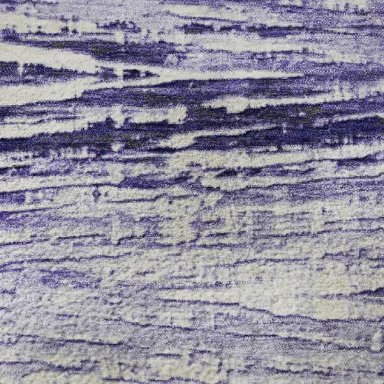 Lavender And Ivory Striped Washable Area Rug With UV Protection Photo 8