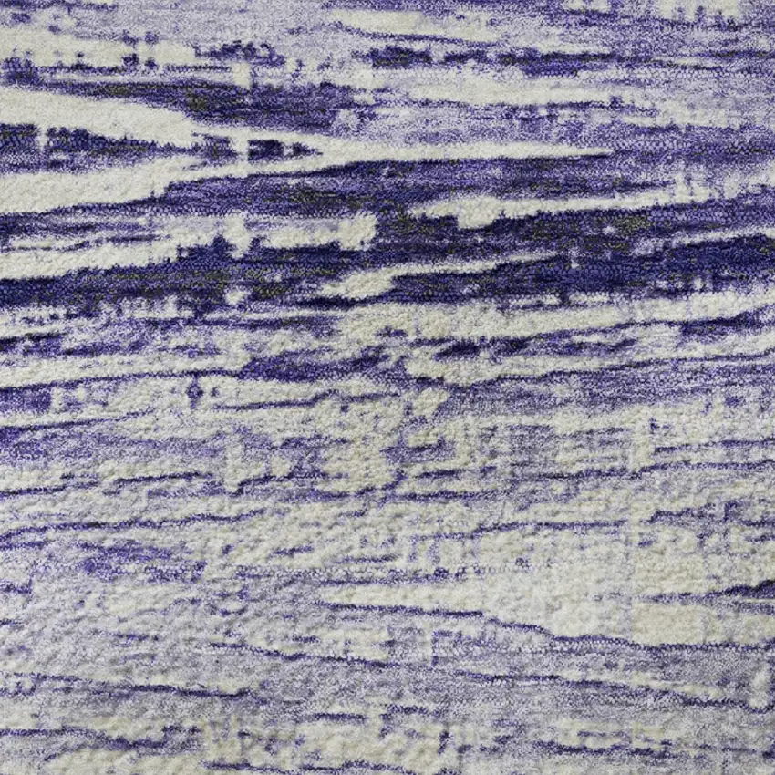 Lavender And Ivory Striped Washable Area Rug With UV Protection Photo 8