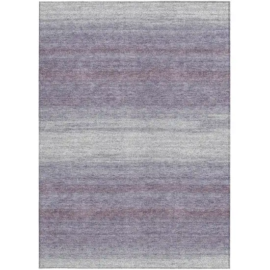 Lavender And Ivory Striped Washable Indoor Outdoor Area Rug Photo 6