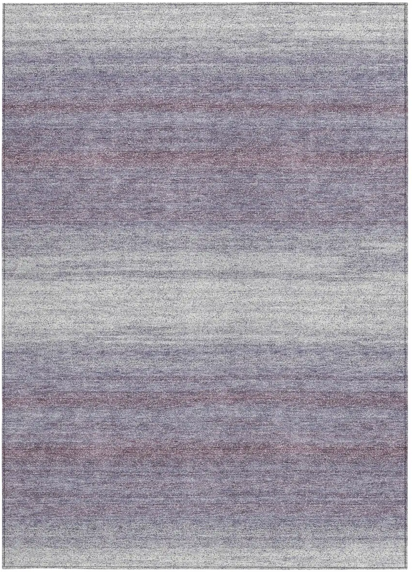 Lavender And Ivory Striped Washable Indoor Outdoor Area Rug Photo 6