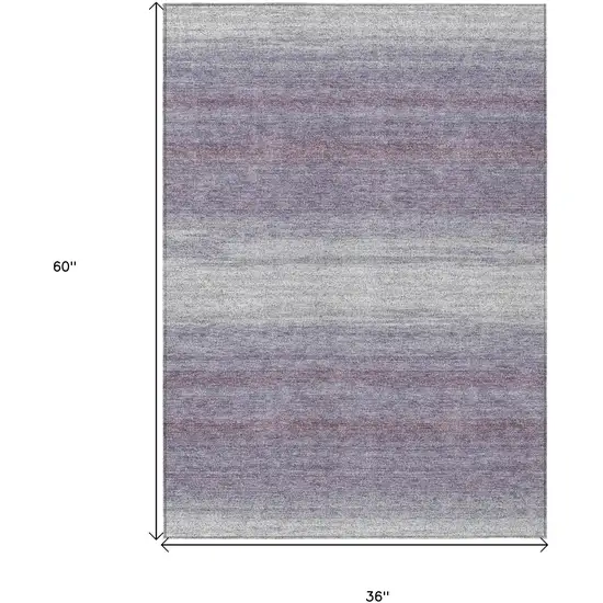 Lavender And Ivory Striped Washable Indoor Outdoor Area Rug Photo 3