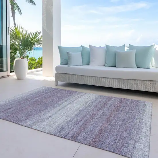 Lavender And Ivory Abstract Washable Indoor Outdoor Area Rug Photo 9