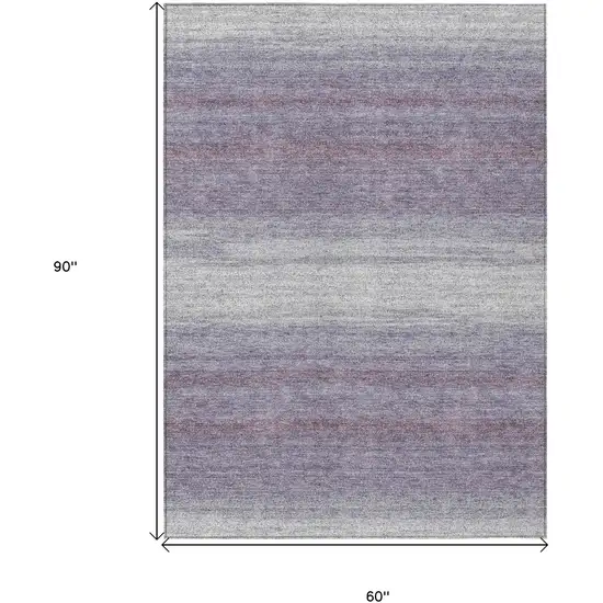 Lavender And Ivory Striped Washable Indoor Outdoor Area Rug Photo 3