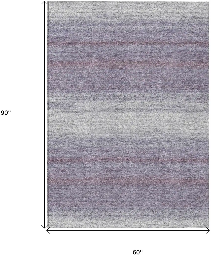 Lavender And Ivory Striped Washable Indoor Outdoor Area Rug Photo 3