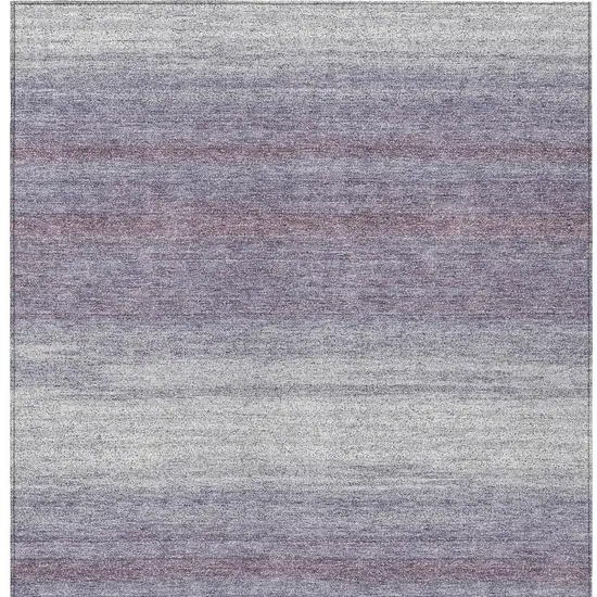 Lavender And Ivory Striped Washable Indoor Outdoor Area Rug Photo 7