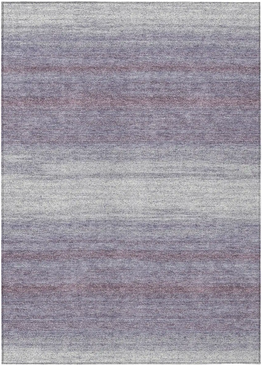 Lavender And Ivory Striped Washable Indoor Outdoor Area Rug Photo 2
