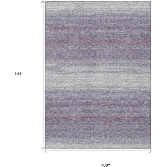 Lavender And Ivory Striped Washable Indoor Outdoor Area Rug Photo 3