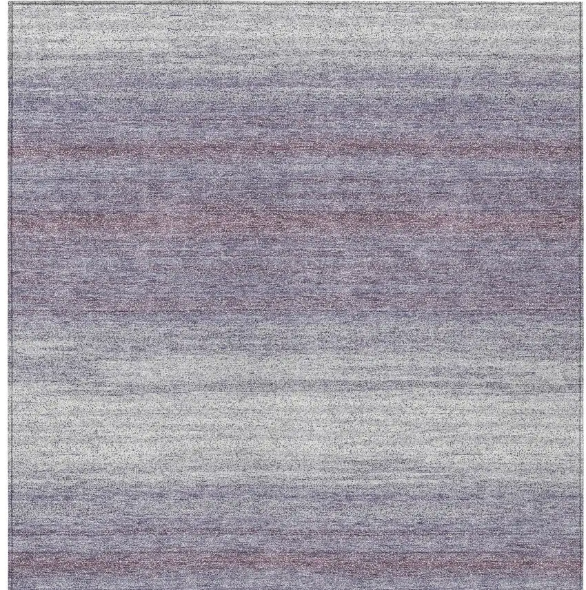 Lavender And Ivory Striped Washable Indoor Outdoor Area Rug Photo 7