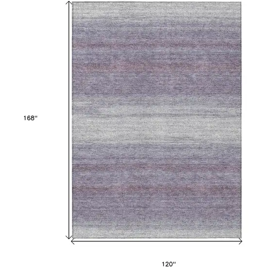 Lavender And Ivory Striped Washable Indoor Outdoor Area Rug Photo 3