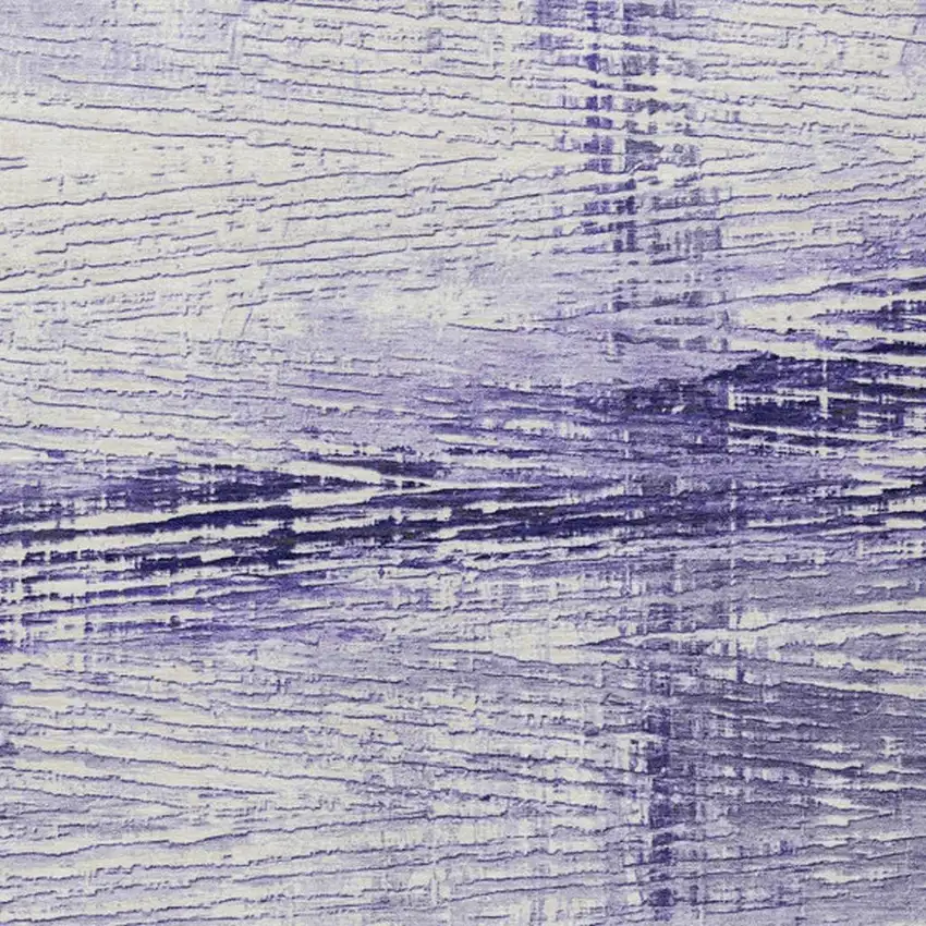 Lavender And Ivory Striped Washable Indoor Outdoor Area Rug Photo 3