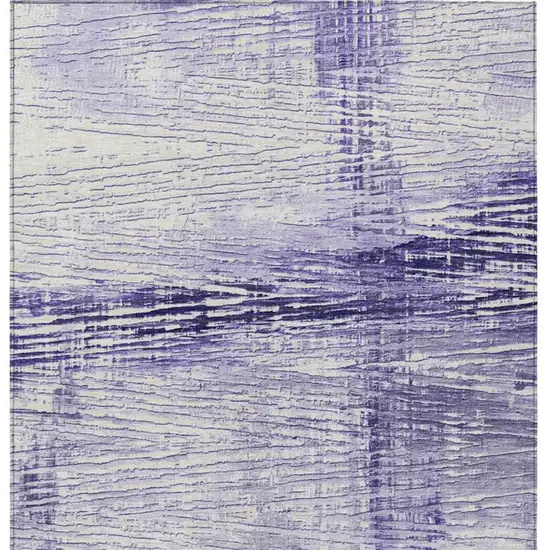 Lavender And Ivory Striped Washable Indoor Outdoor Area Rug Photo 4