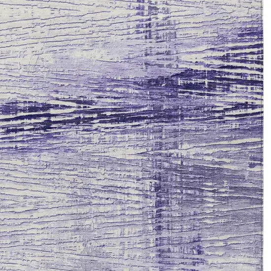 Lavender And Ivory Striped Washable Indoor Outdoor Area Rug Photo 3