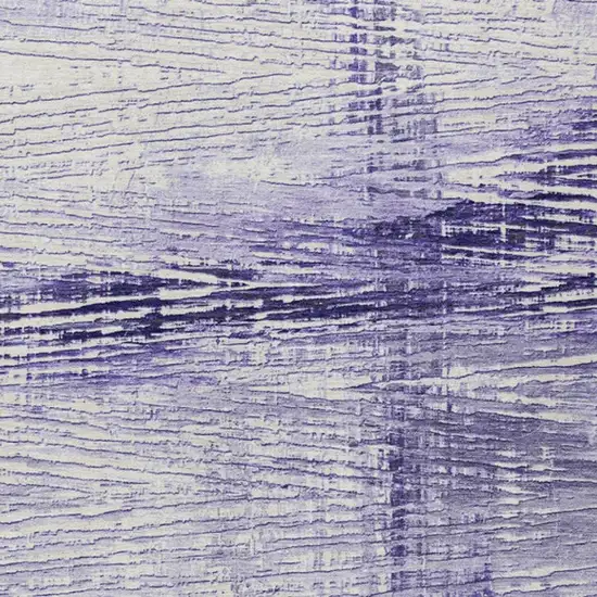 Lavender And Ivory Striped Washable Indoor Outdoor Area Rug Photo 1