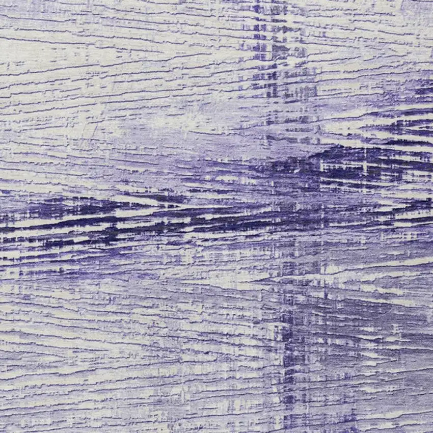 Lavender And Ivory Striped Washable Indoor Outdoor Area Rug Photo 1