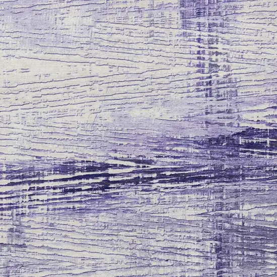 Lavender And Ivory Striped Washable Indoor Outdoor Area Rug Photo 3