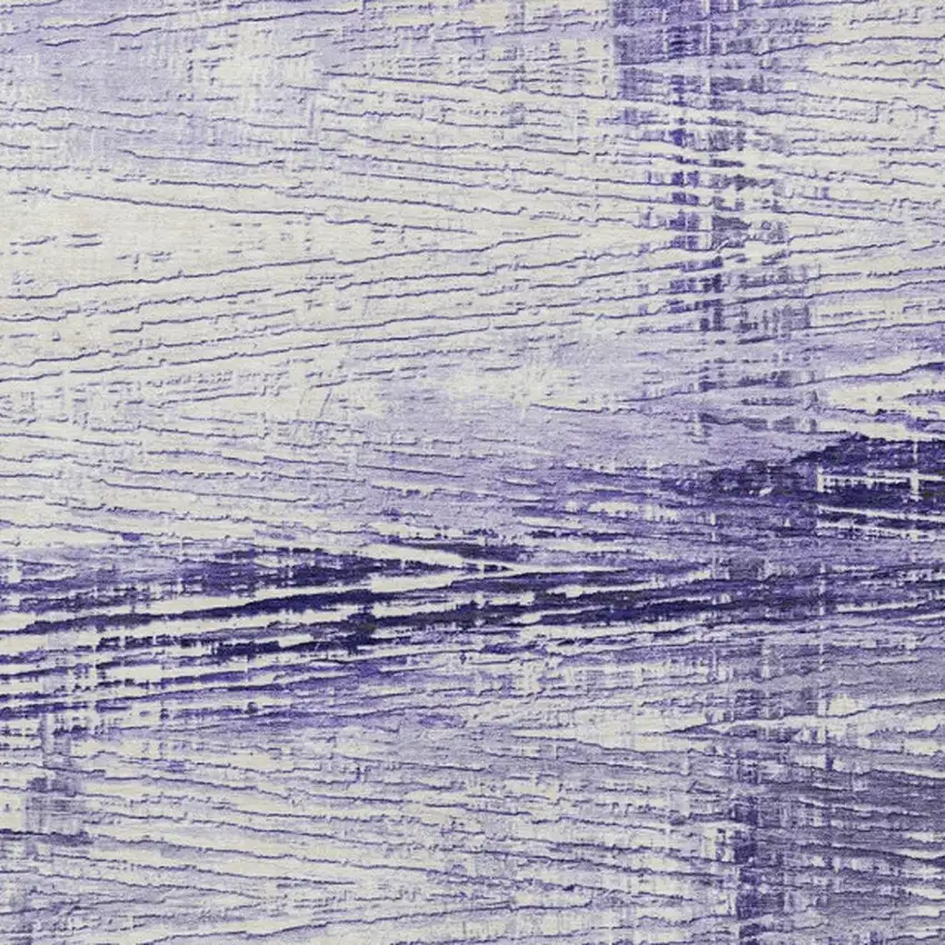 Lavender And Ivory Striped Washable Indoor Outdoor Area Rug Photo 3