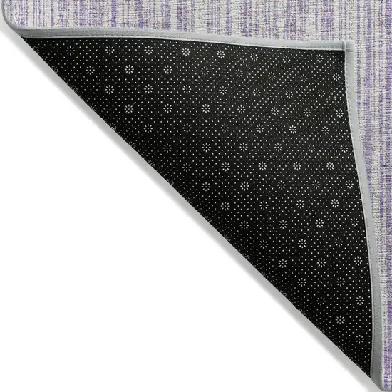 Lavender And Ivory Striped Washable Indoor Outdoor Area Rug Photo 3