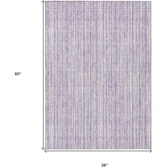 Lavender And Ivory Striped Washable Indoor Outdoor Area Rug Photo 7