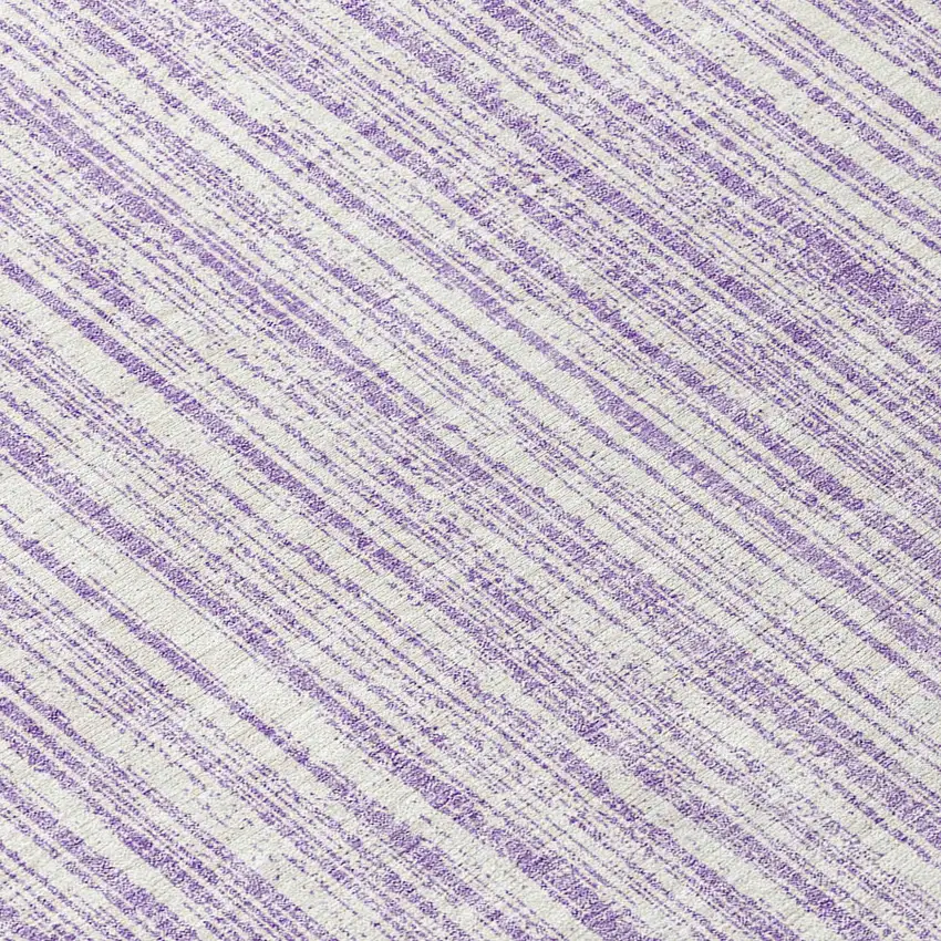 Lavender And Ivory Striped Washable Indoor Outdoor Area Rug Photo 8