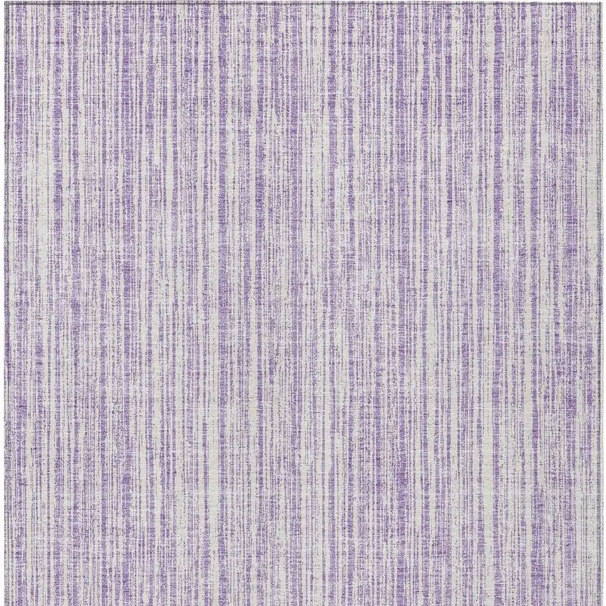 Lavender And Ivory Striped Washable Indoor Outdoor Area Rug Photo 6