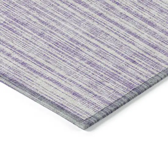 Lavender And Ivory Striped Washable Indoor Outdoor Area Rug Photo 4