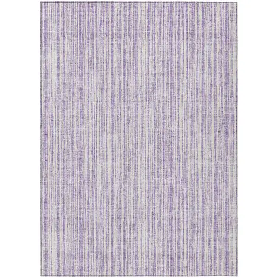 Lavender And Ivory Striped Washable Indoor Outdoor Area Rug Photo 2