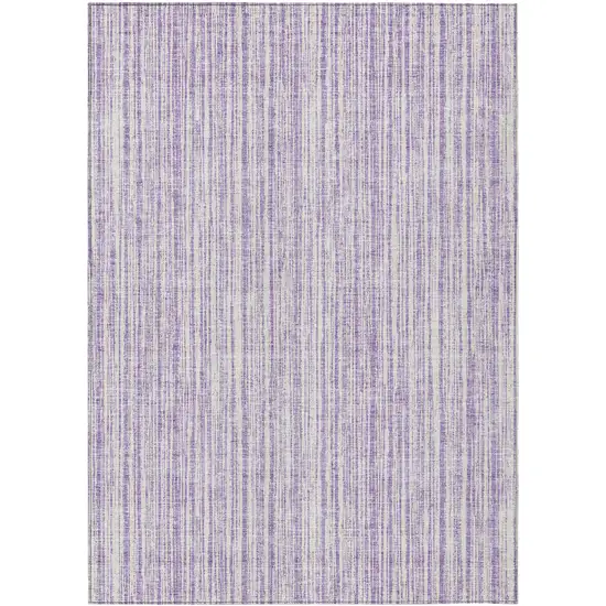 Lavender And Ivory Striped Washable Indoor Outdoor Area Rug Photo 2