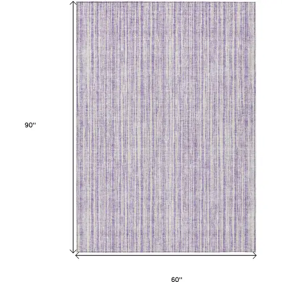 Lavender And Ivory Striped Washable Indoor Outdoor Area Rug Photo 3