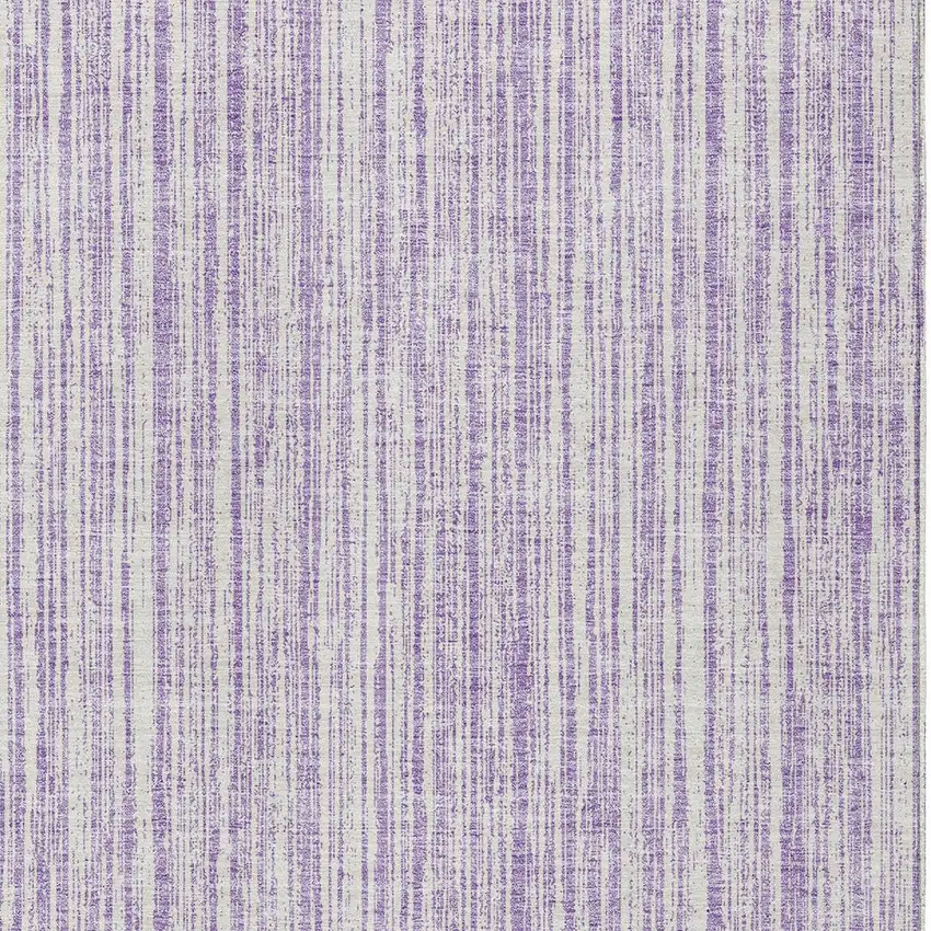 Lavender And Ivory Striped Washable Indoor Outdoor Area Rug Photo 4