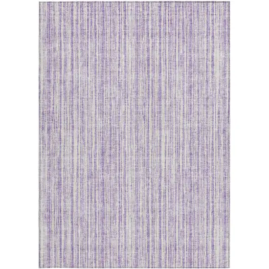 Lavender And Ivory Striped Washable Indoor Outdoor Area Rug Photo 5
