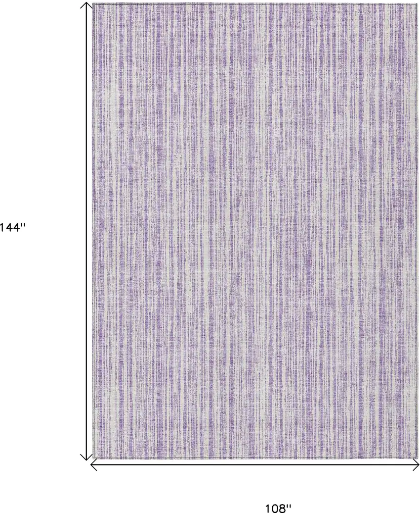 Lavender And Ivory Striped Washable Indoor Outdoor Area Rug Photo 3
