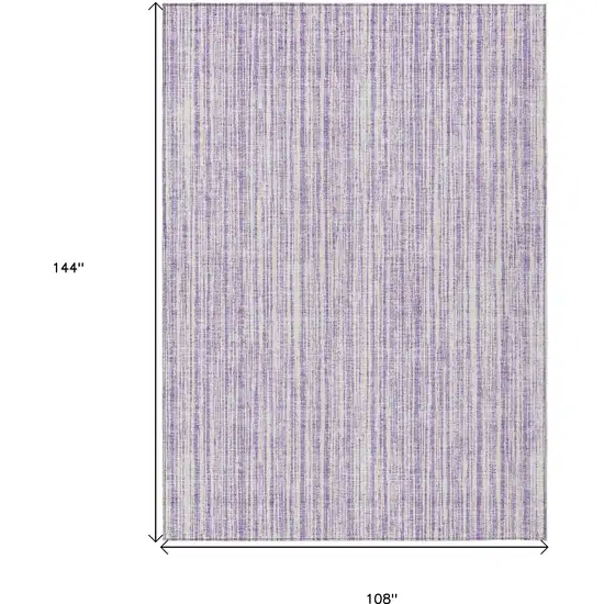 Lavender And Ivory Striped Washable Indoor Outdoor Area Rug Photo 3