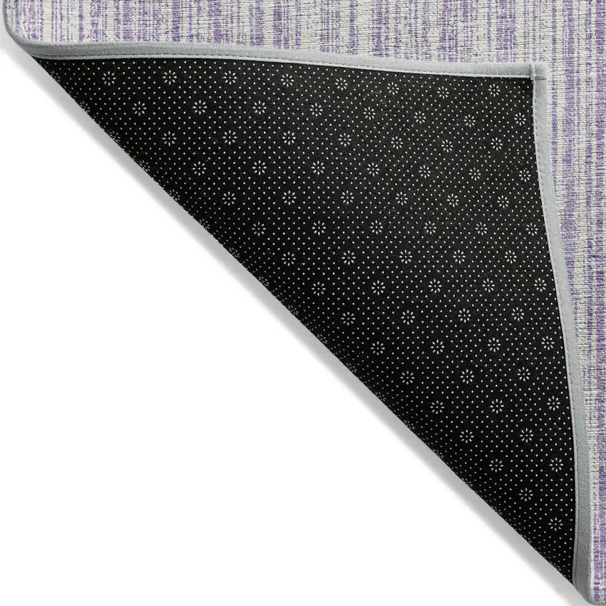 Lavender And Ivory Striped Washable Indoor Outdoor Area Rug Photo 2