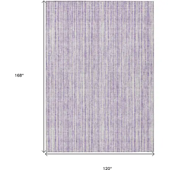 Lavender And Ivory Striped Washable Indoor Outdoor Area Rug Photo 3