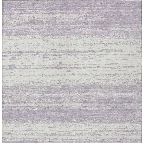 Lavender And Ivory Striped Washable Indoor Outdoor Area Rug Photo 7