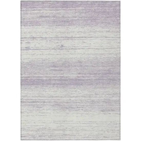 Lavender And Ivory Striped Washable Indoor Outdoor Area Rug Photo 2