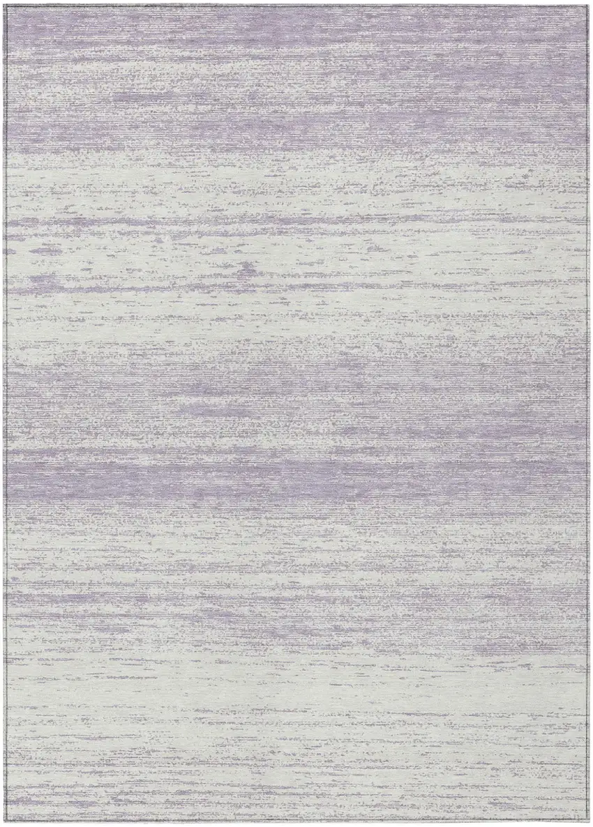 Lavender And Ivory Striped Washable Indoor Outdoor Area Rug Photo 2