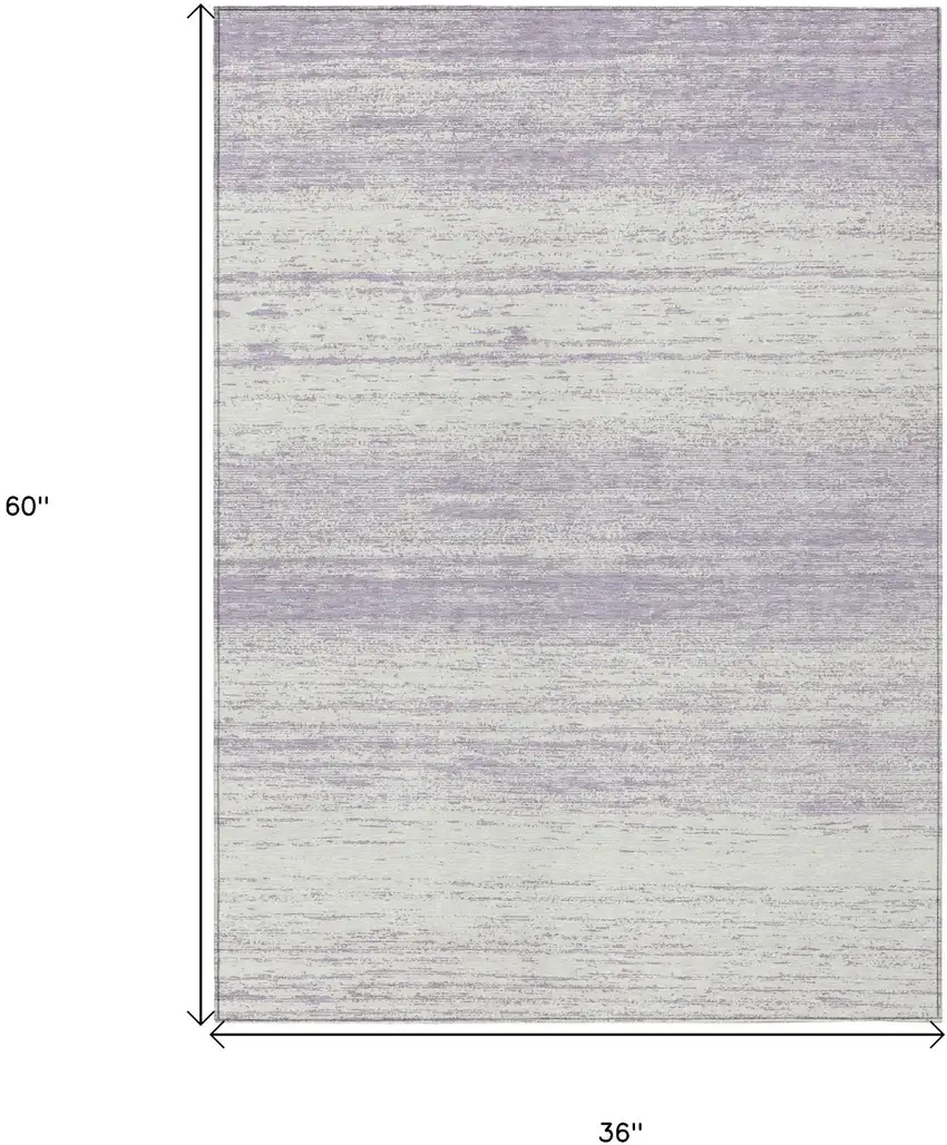 Lavender And Ivory Striped Washable Indoor Outdoor Area Rug Photo 3