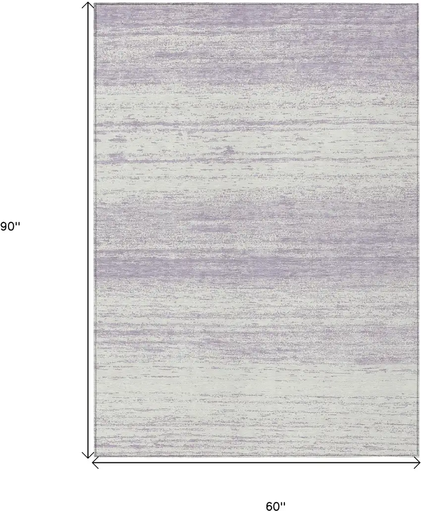 Lavender And Ivory Striped Washable Indoor Outdoor Area Rug Photo 3