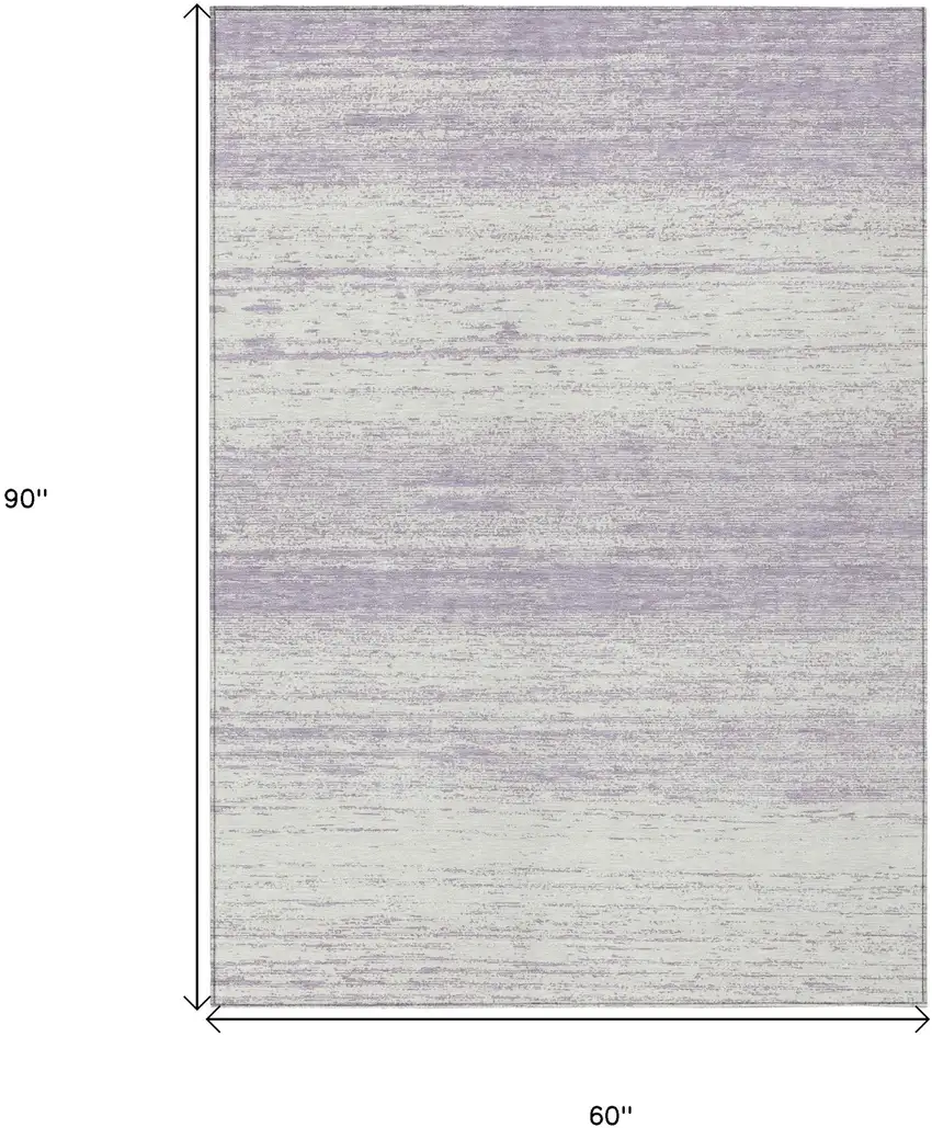 Lavender And Ivory Striped Washable Indoor Outdoor Area Rug Photo 3