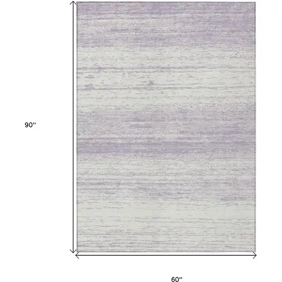 Lavender And Ivory Striped Washable Indoor Outdoor Area Rug Photo 3
