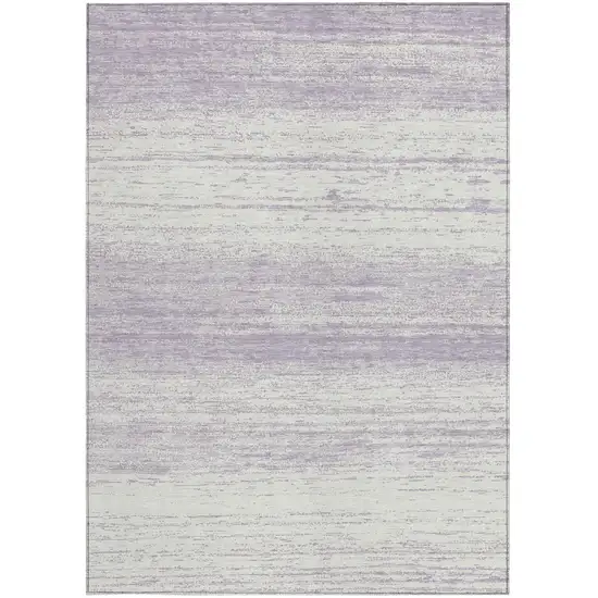 Lavender And Ivory Striped Washable Indoor Outdoor Area Rug Photo 7