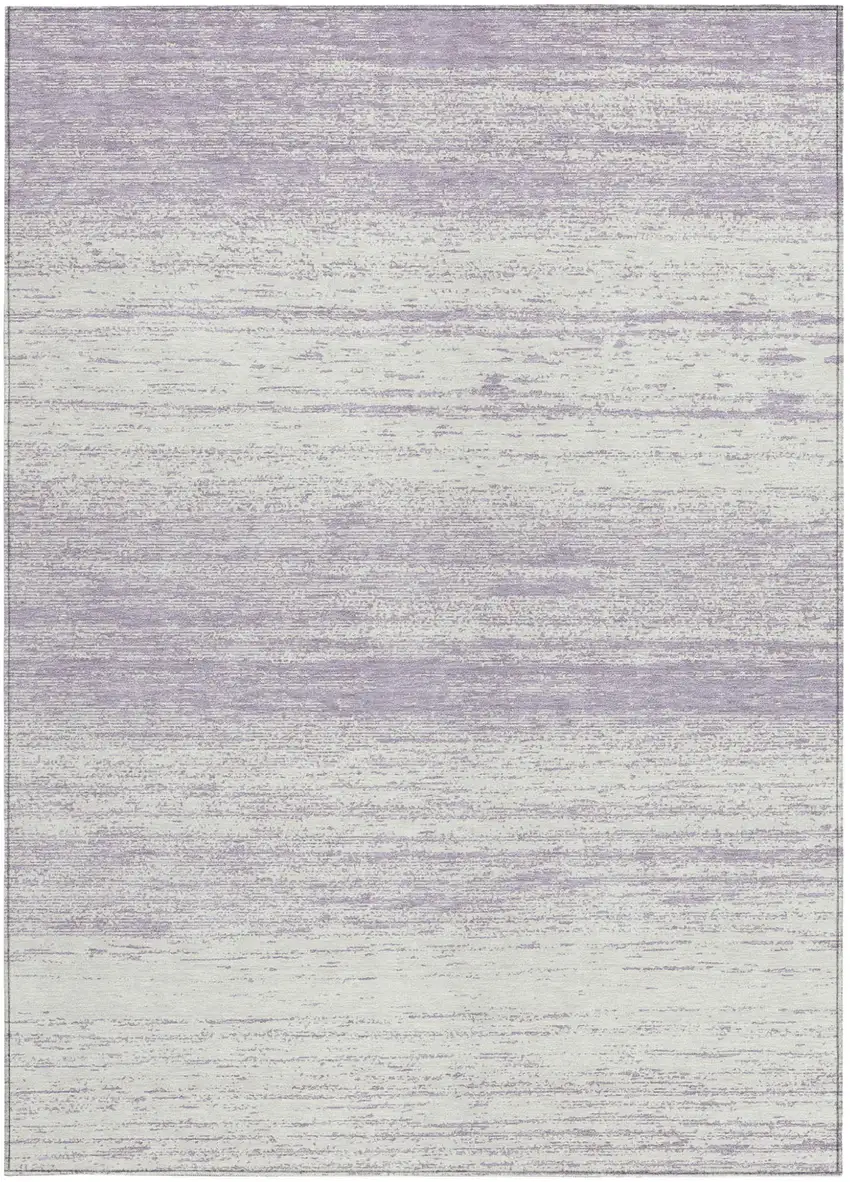 Lavender And Ivory Striped Washable Indoor Outdoor Area Rug Photo 7