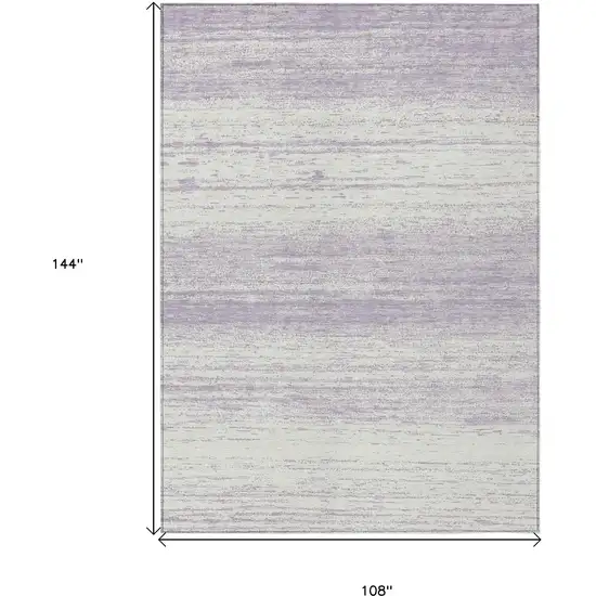 Lavender And Ivory Striped Washable Indoor Outdoor Area Rug Photo 3