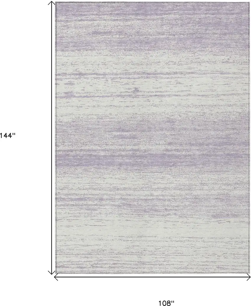 Lavender And Ivory Striped Washable Indoor Outdoor Area Rug Photo 3