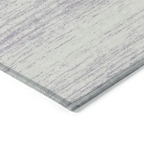 Lavender And Ivory Striped Washable Indoor Outdoor Area Rug Photo 5