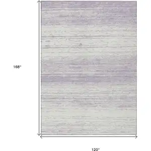 Photo of Lavender And Ivory Striped Washable Indoor Outdoor Area Rug