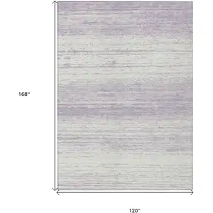 Photo of Lavender And Ivory Striped Washable Indoor Outdoor Area Rug