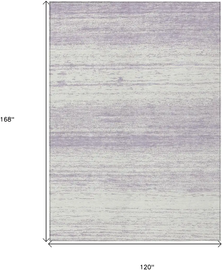 Lavender And Ivory Striped Washable Indoor Outdoor Area Rug Photo 3
