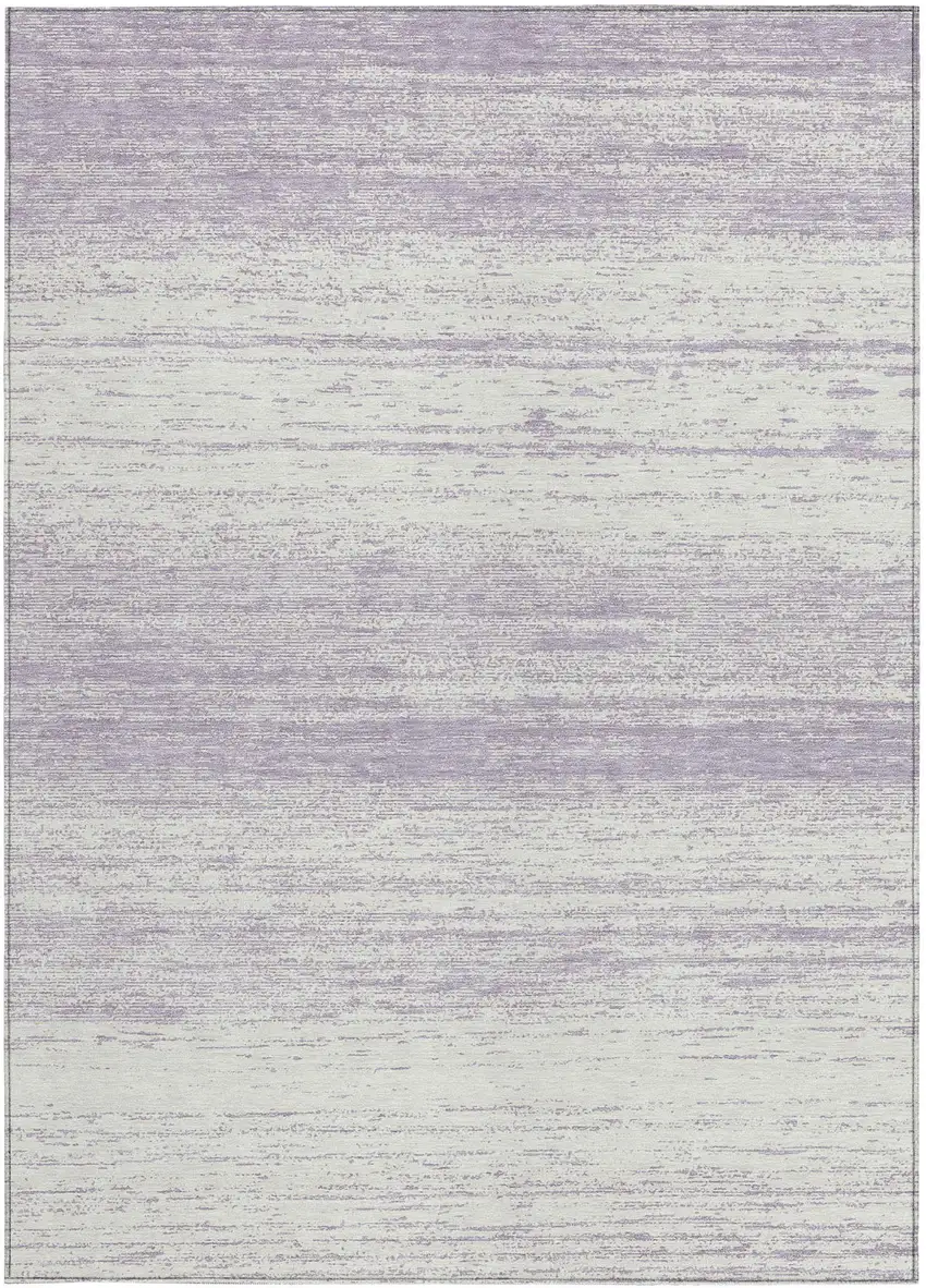Lavender And Ivory Striped Washable Indoor Outdoor Area Rug Photo 7